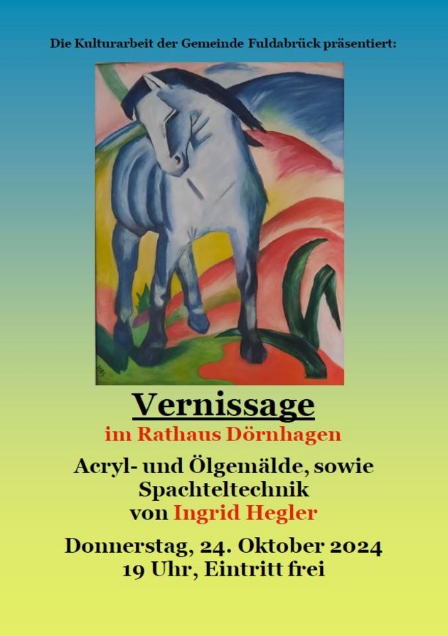 Plakat der Vernissage Acryl- und Ölgemälde, sowie Spachteltechnik