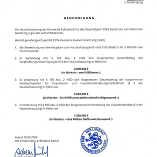 Haushaltsgenehmigung 2026