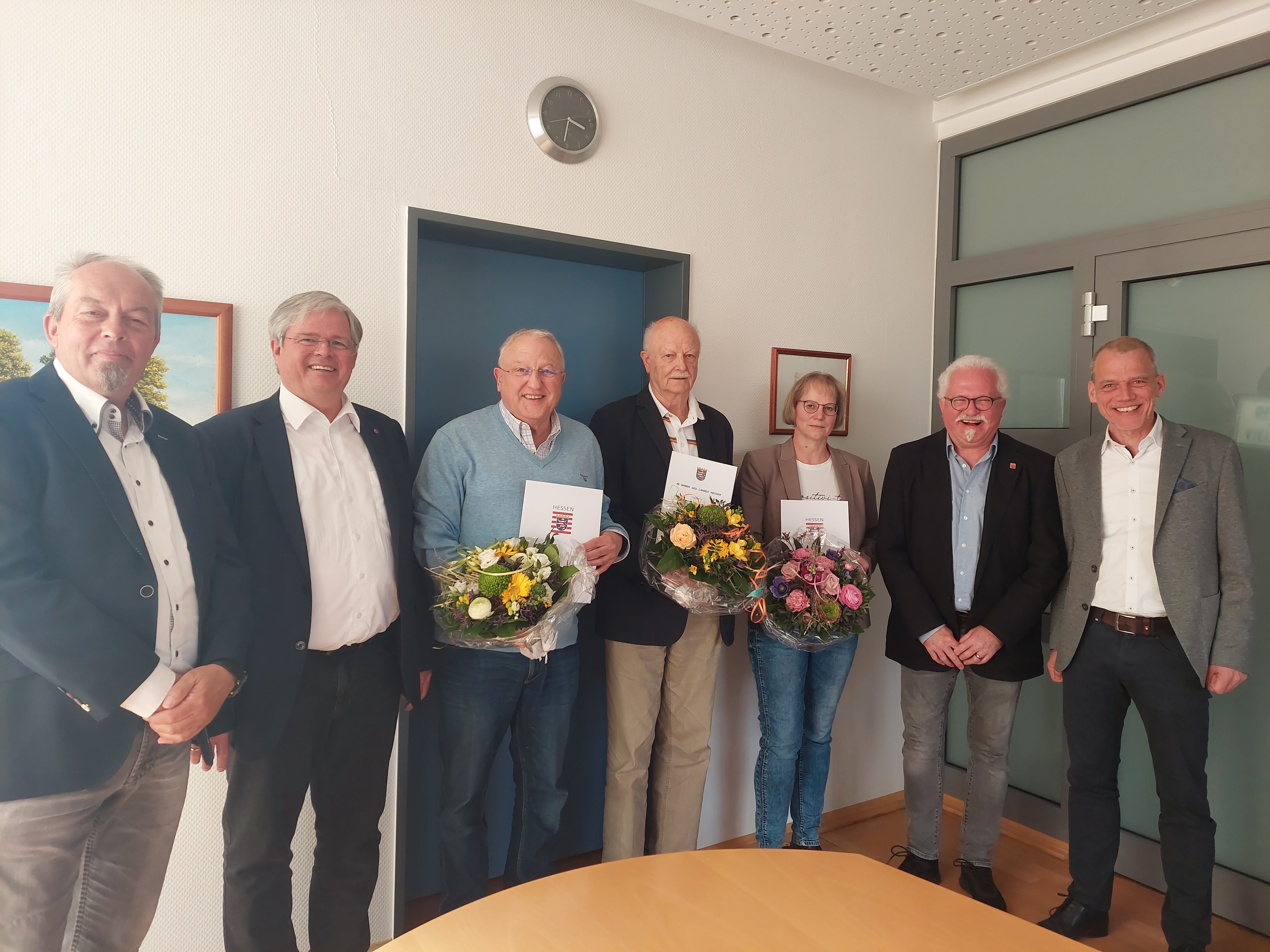 v.l.n.r. Klaus Emmeluth, Dieter Lengemann, Hans-Günter Franke, Wilfried Semler, Iris Köhler, Jörg George, Dr. Philipp Gescher