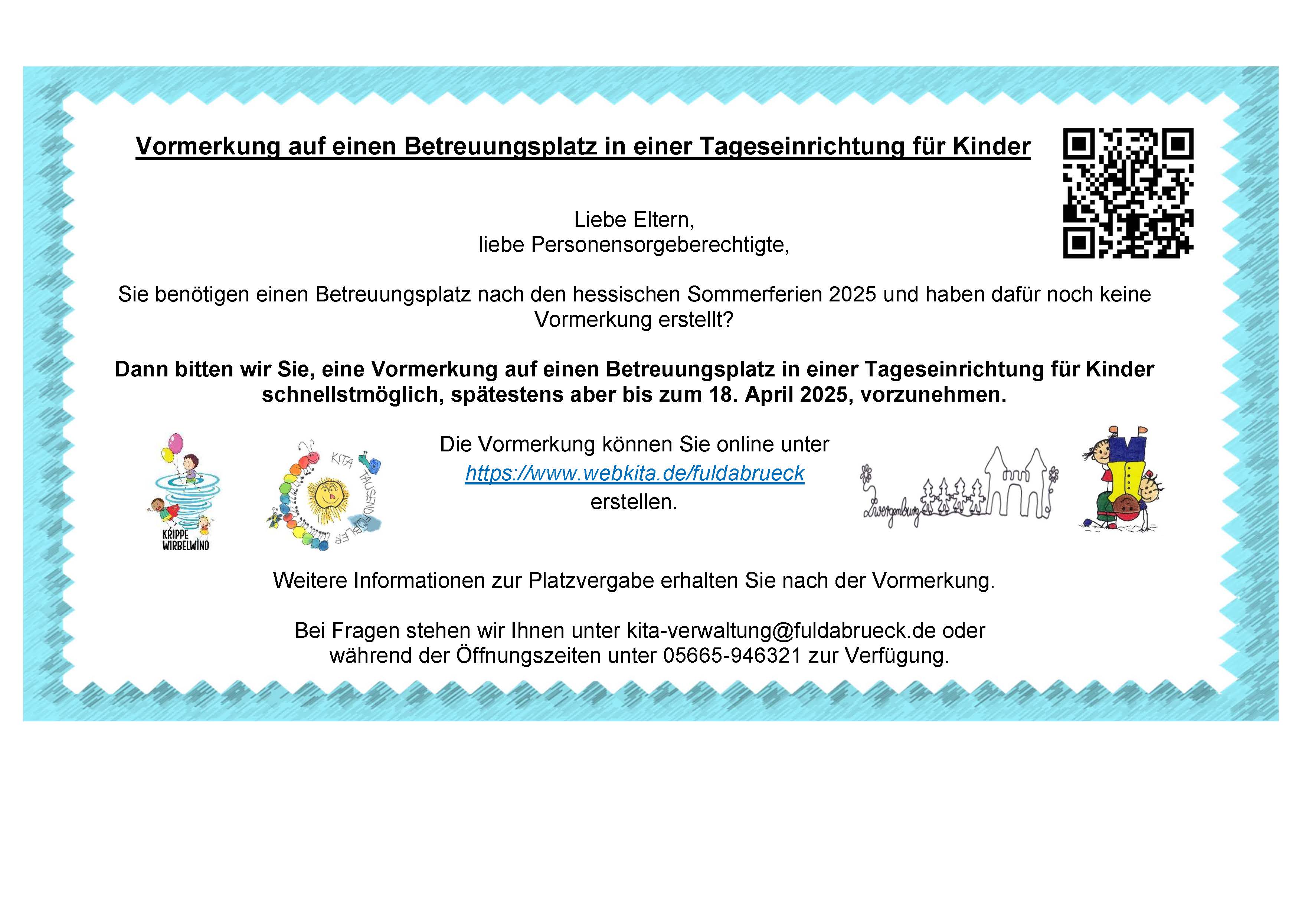 Vormerkung Betreuungsplatz 2025