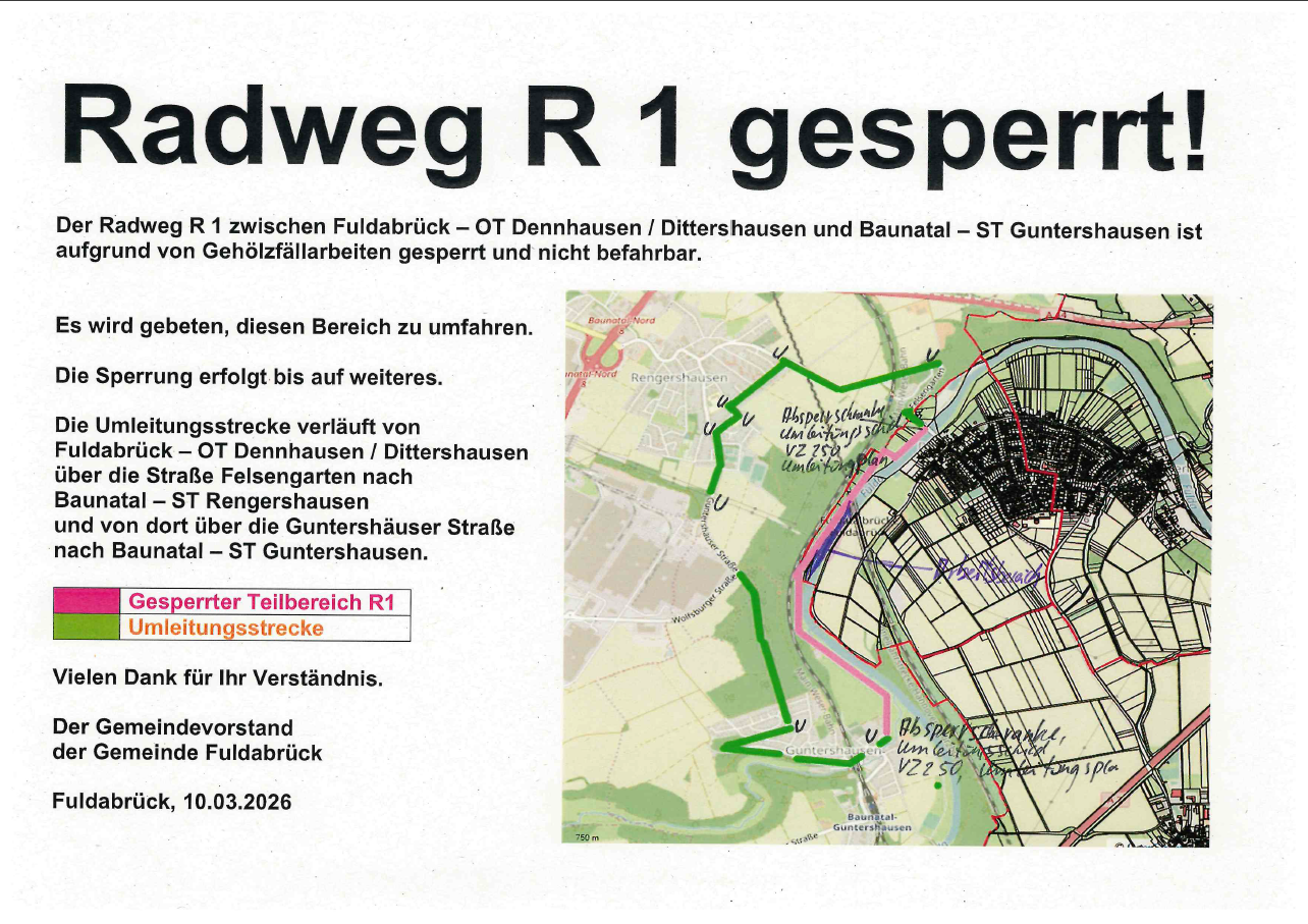 Umleitungsplan Radweg R1
